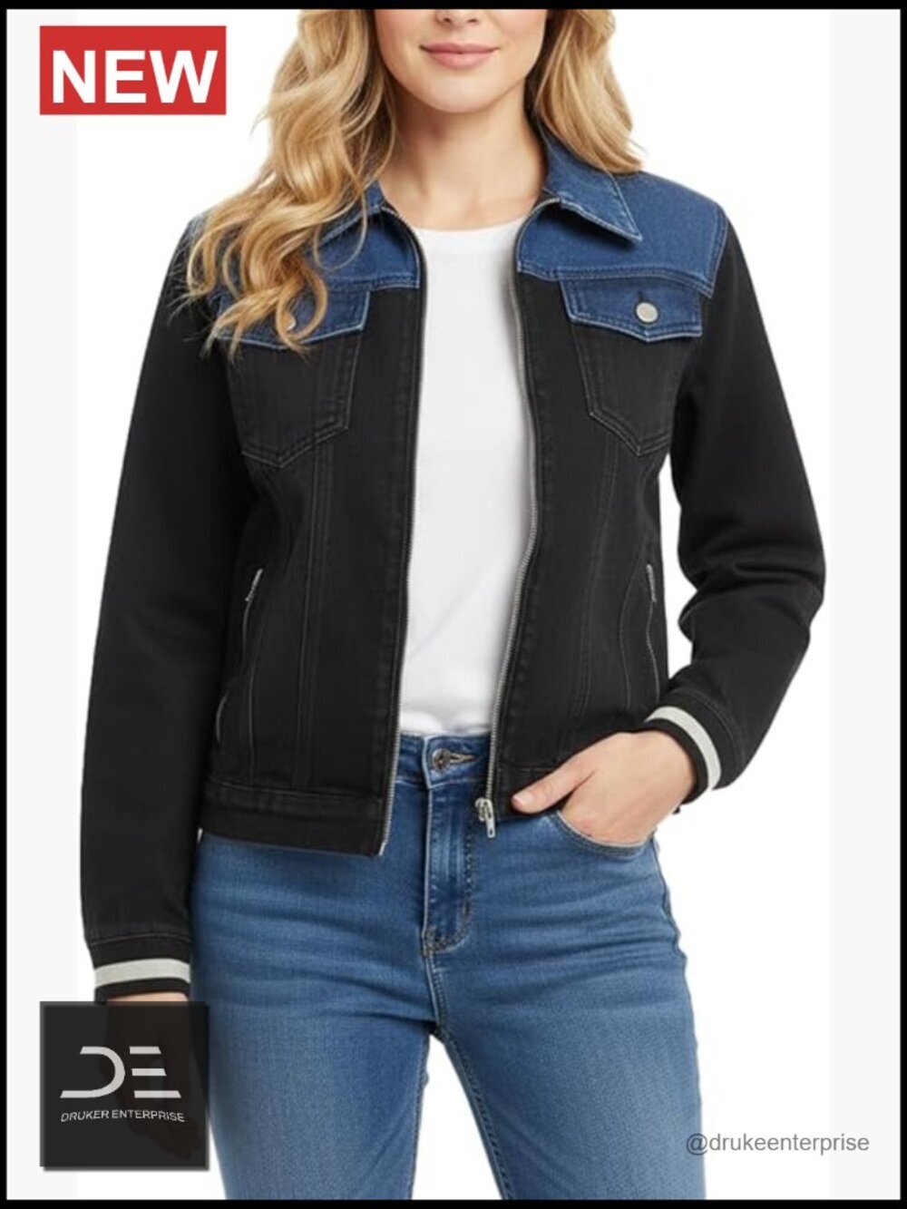 Vintage Distressed Denim Jacket Long Sleeve Button Front Casual Spring
